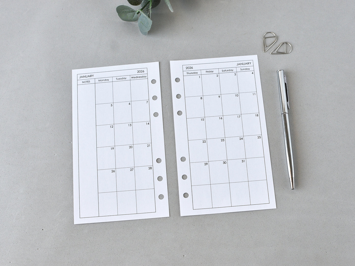 Monthly Planner Inserts - Ring Binder Refill (Personal Size) / P-03m