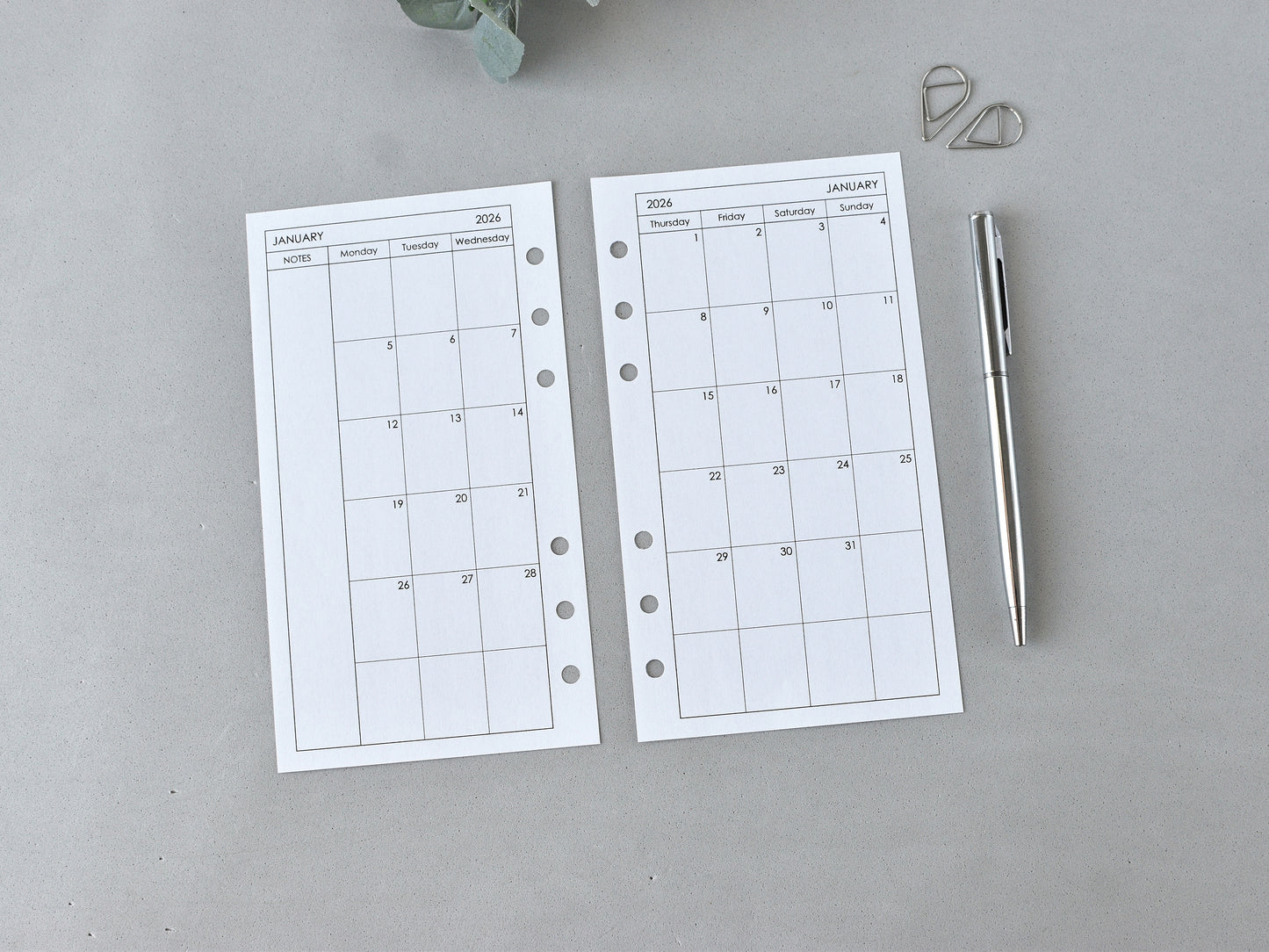 Monthly Planner Inserts - Ring Binder Refill (Personal Size) / P-03m