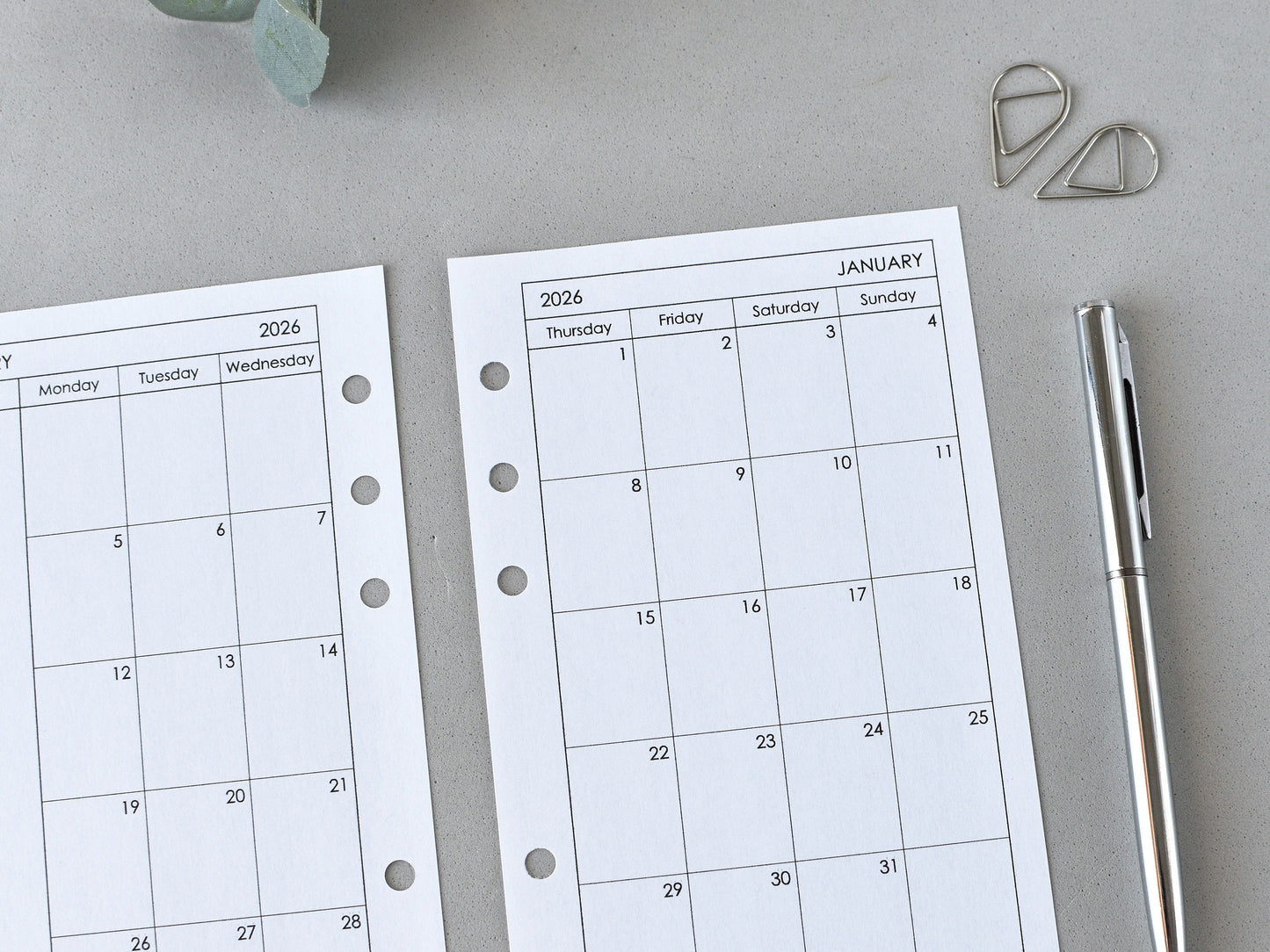 Monthly Planner Inserts - Ring Binder Refill (Personal Size) / P-03m