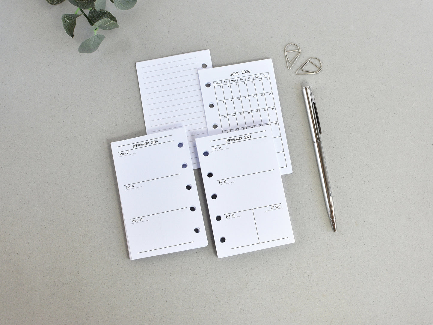 Mini Planner Inserts Set - Monthly, Weekly, To Do (M5 Size) / M5-01