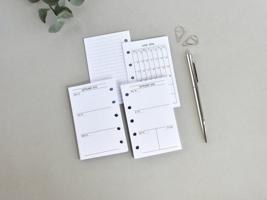 Mini Planner Inserts Set - Monthly, Weekly, To Do (M5 Size) / M5-01