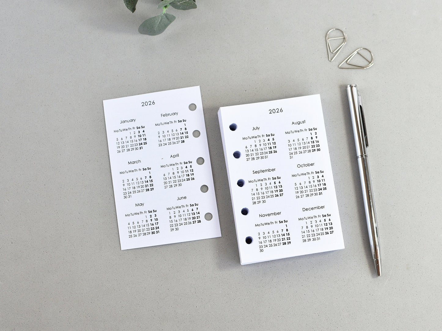 Mini Planner Inserts Set - Monthly, Weekly, To Do (M5 Size) / M5-01
