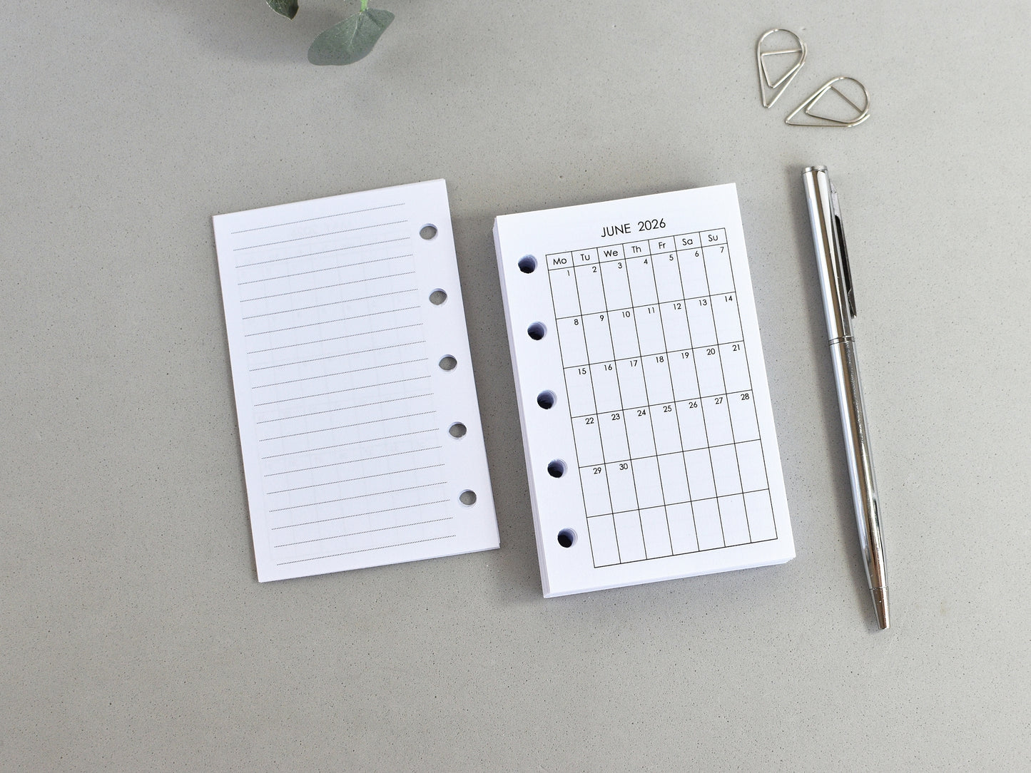 Mini Planner Inserts Set - Monthly, Weekly, To Do (M5 Size) / M5-01