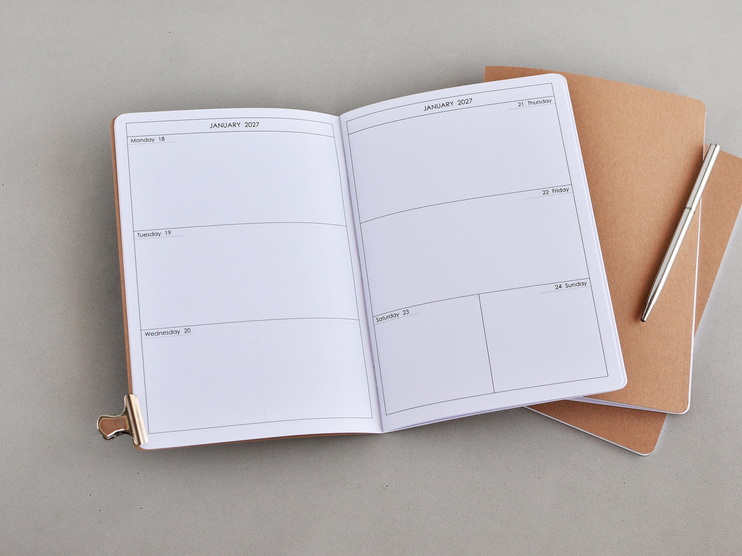 Travelers Notebook inserts - Weekly Monthly Refill (A5 Size) / TN-A5-11