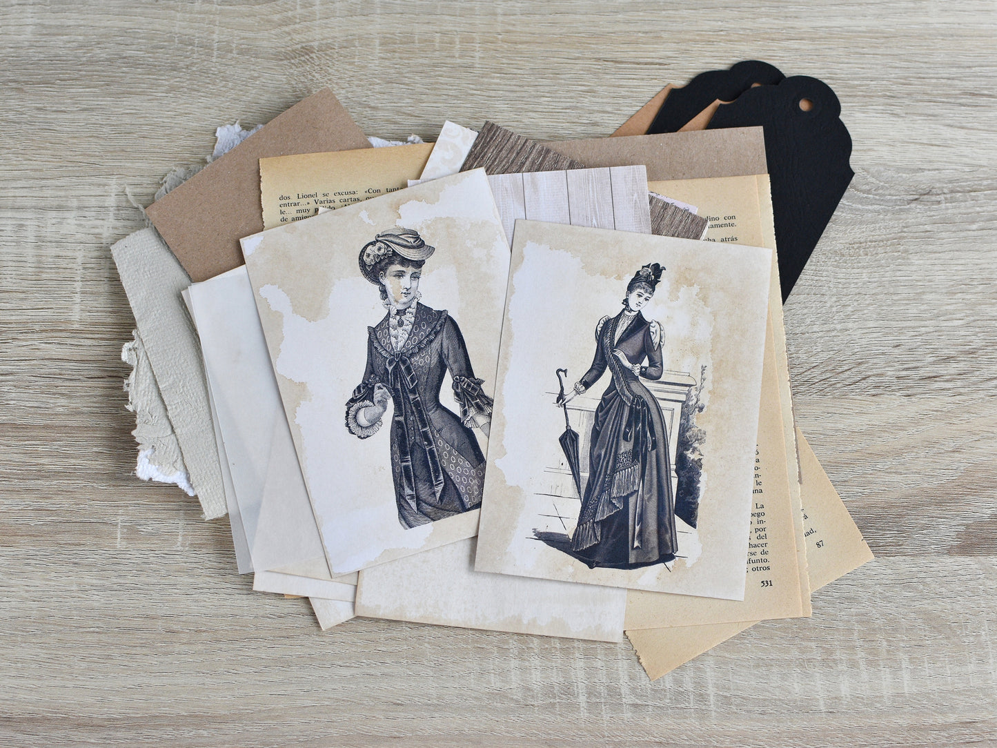 Junk Journal Vintage-Styled Paper Kit for Ephemera Craft Projects (Heritage Collection)