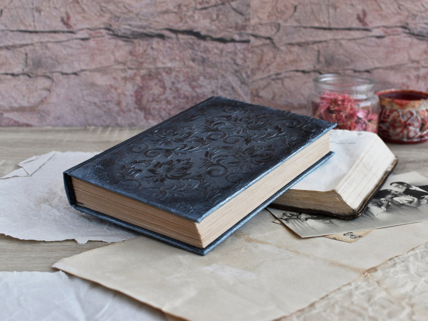 Vintage-styled Journal Notebook: Black Grimoire, The Witch's Diary (A6 size)