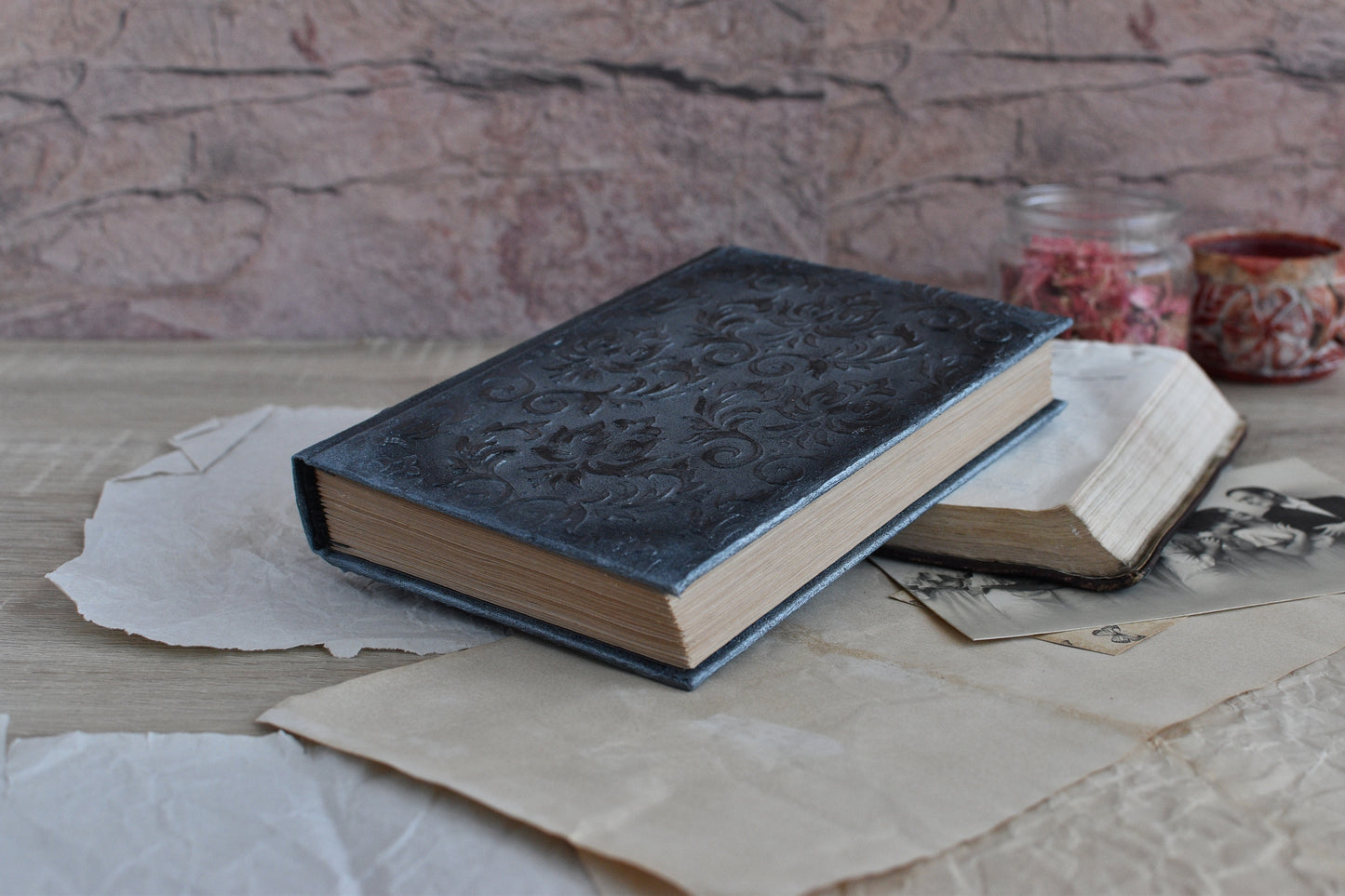 Vintage-styled Journal Notebook: Black Grimoire, The Witch's Diary (A6 size)