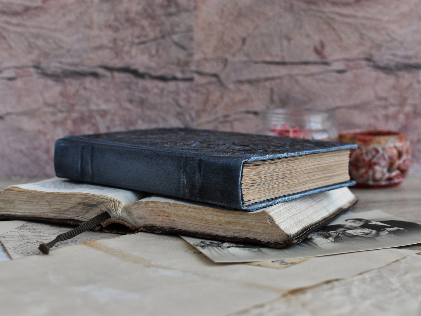 Vintage-styled Journal Notebook: Black Grimoire, The Witch's Diary (A6 size)