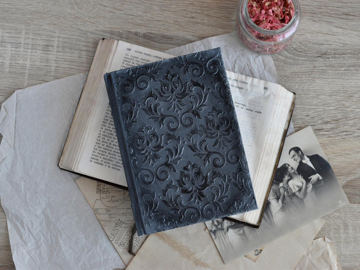 Vintage-styled Journal Notebook: Black Grimoire, The Witch's Diary (A6 size)