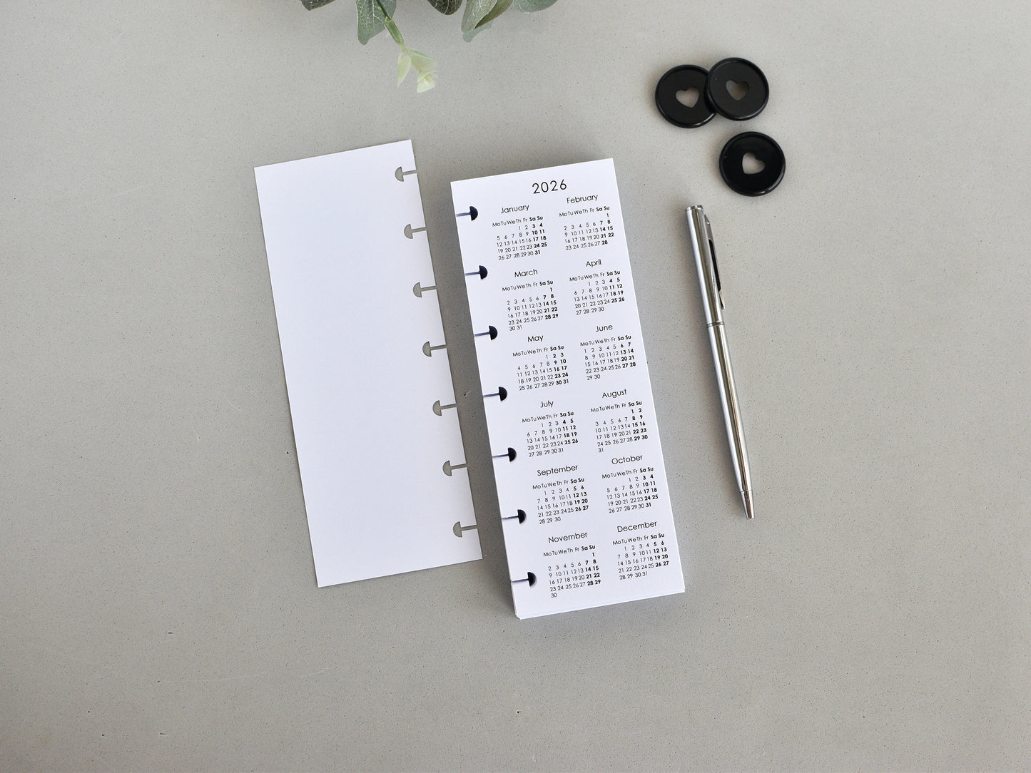 Monthly And Weekly Inserts - Disc Planner Refill (HP Skinny Mini Size) / SM-02