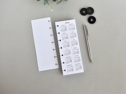 Monthly And Weekly Inserts - Disc Planner Refill (HP Skinny Mini Size) / SM-02