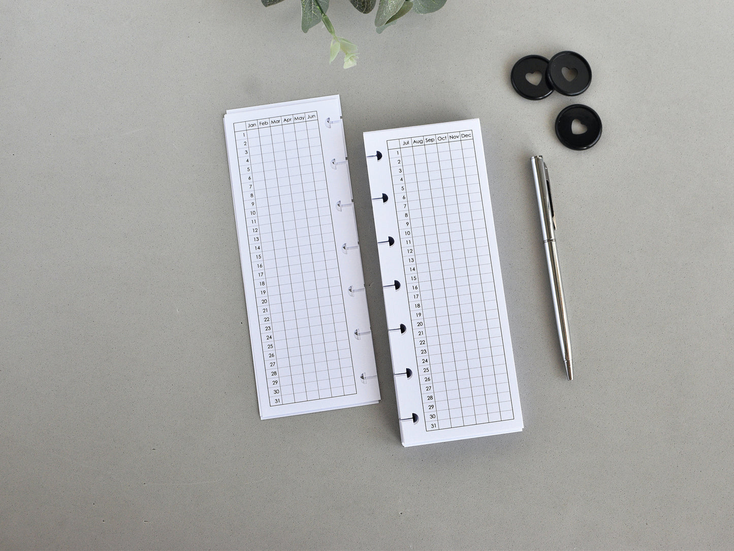 Monthly And Weekly Inserts - Disc Planner Refill (HP Skinny Mini Size) / SM-02