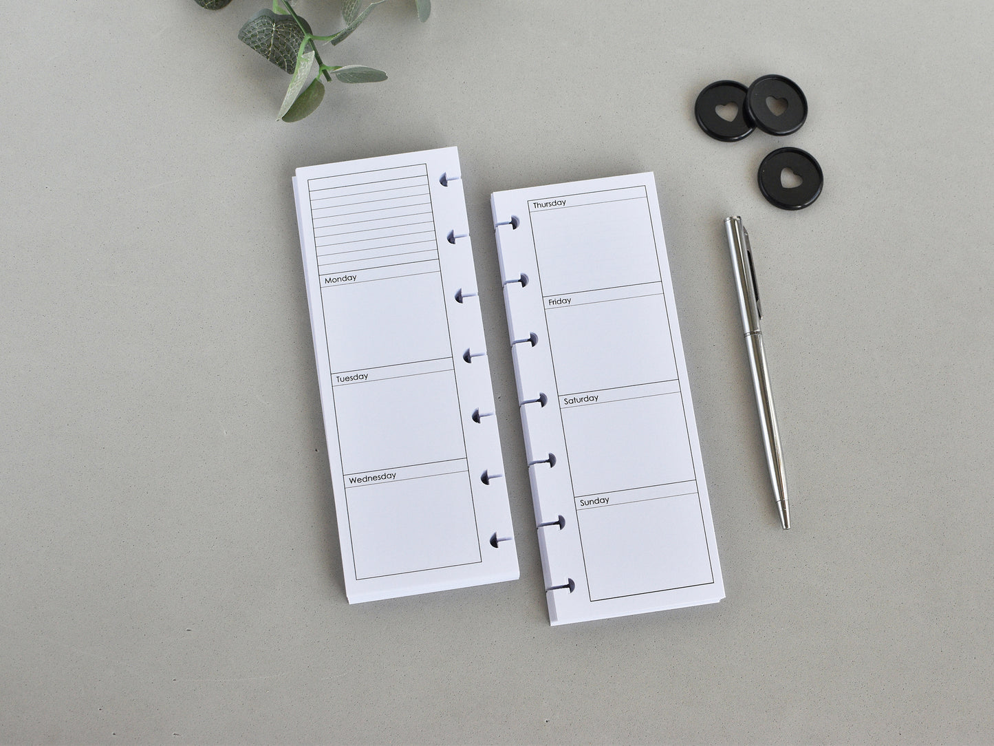 Monthly And Weekly Inserts - Disc Planner Refill (HP Skinny Mini Size) / SM-02