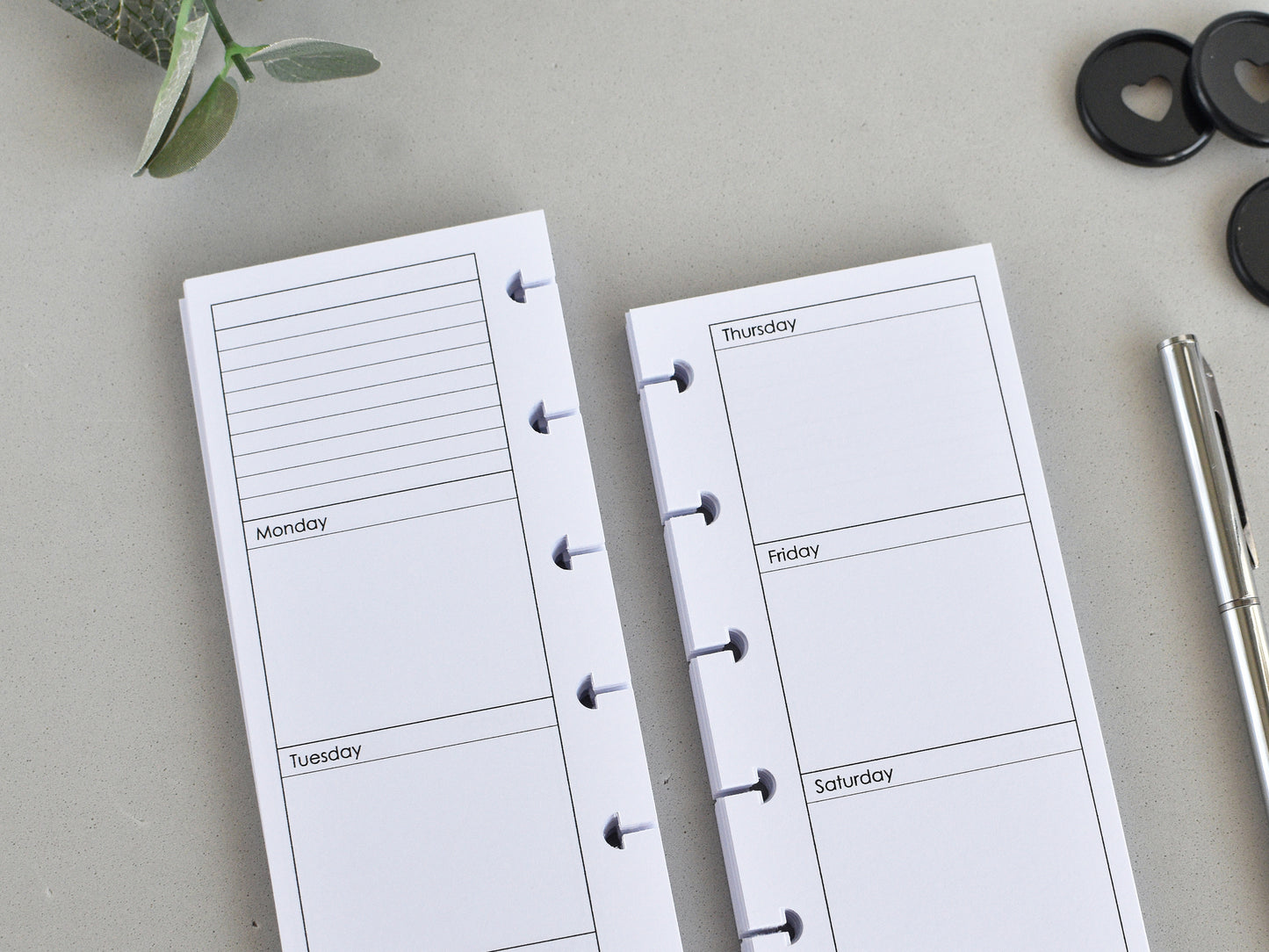 Monthly And Weekly Inserts - Disc Planner Refill (HP Skinny Mini Size) / SM-02