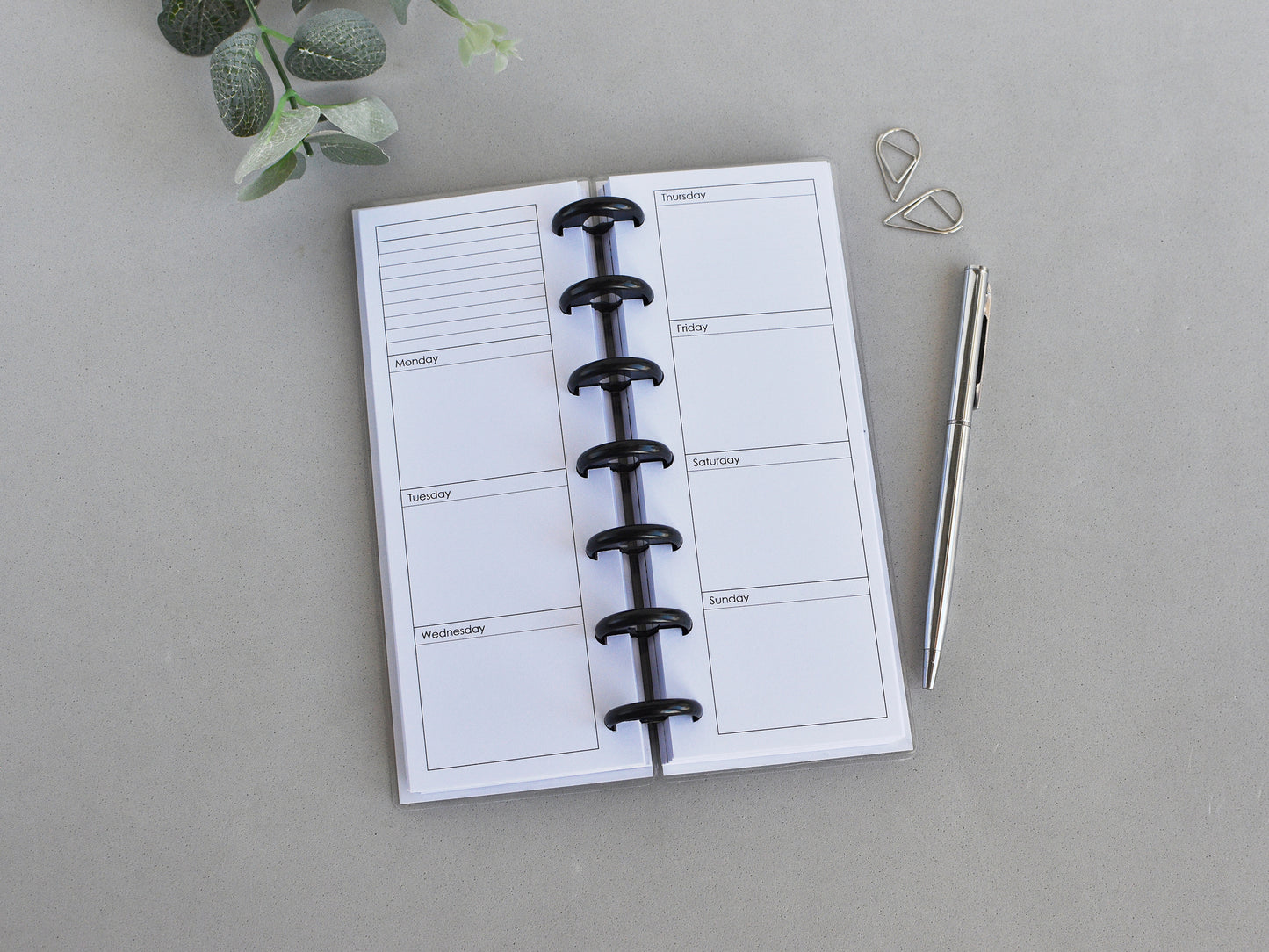 Monthly And Weekly Inserts - Disc Planner Refill (HP Skinny Mini Size) / SM-02