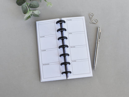 Monthly And Weekly Inserts - Disc Planner Refill (HP Skinny Mini Size) / SM-02