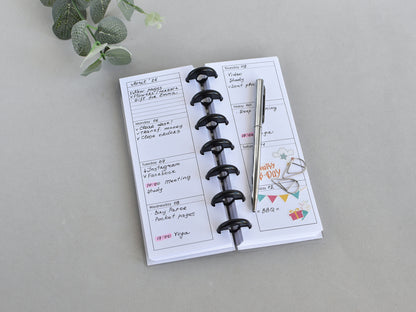 Monthly And Weekly Inserts - Disc Planner Refill (HP Skinny Mini Size) / SM-02