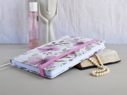 Dot Grid Bullet Journals - Numbered Pages, Pink Flowers (A5 size)