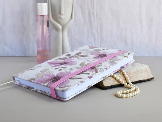 Dot Grid Bullet Journals - Numbered Pages, Pink Flowers (A5 size)