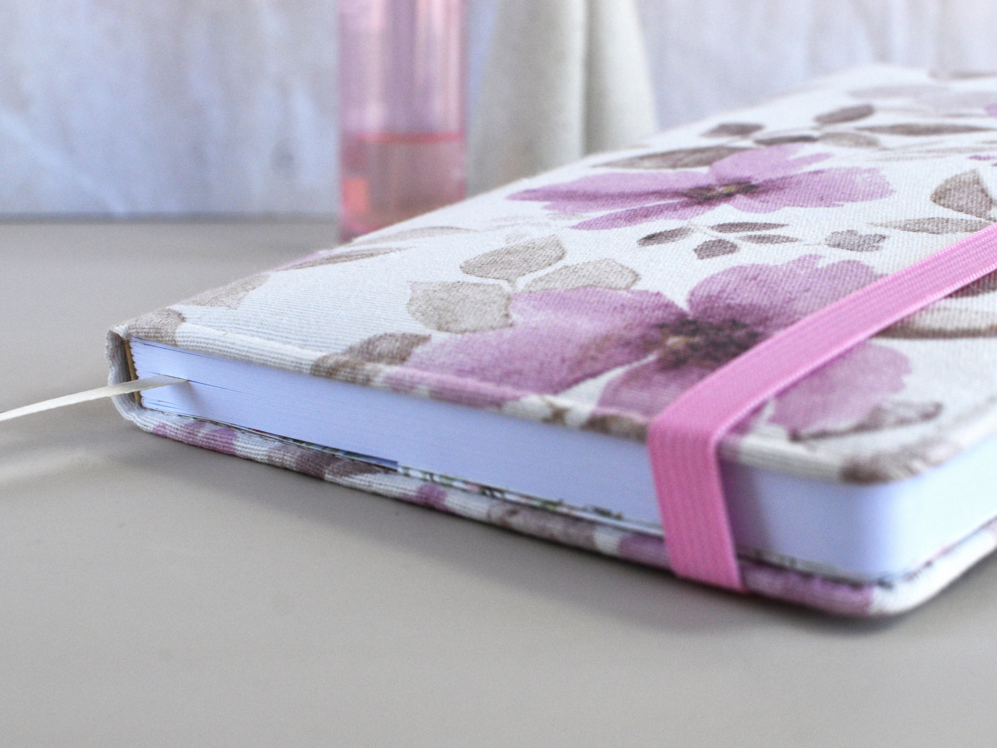 Dot Grid Bullet Journals - Numbered Pages, Pink Flowers (A5 size)