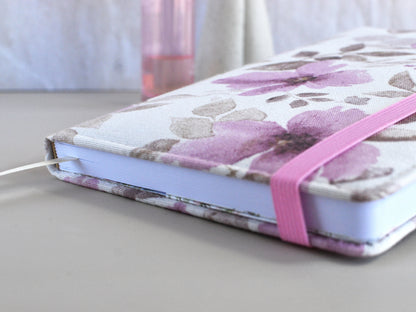 Dot Grid Bullet Journals - Numbered Pages, Pink Flowers (A5 size)