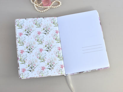 Dot Grid Bullet Journals - Numbered Pages, Pink Flowers (A5 size)