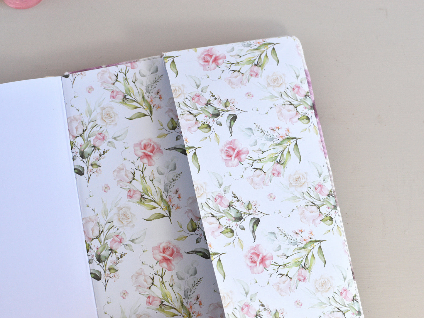 Dot Grid Bullet Journals - Numbered Pages, Pink Flowers (A5 size)