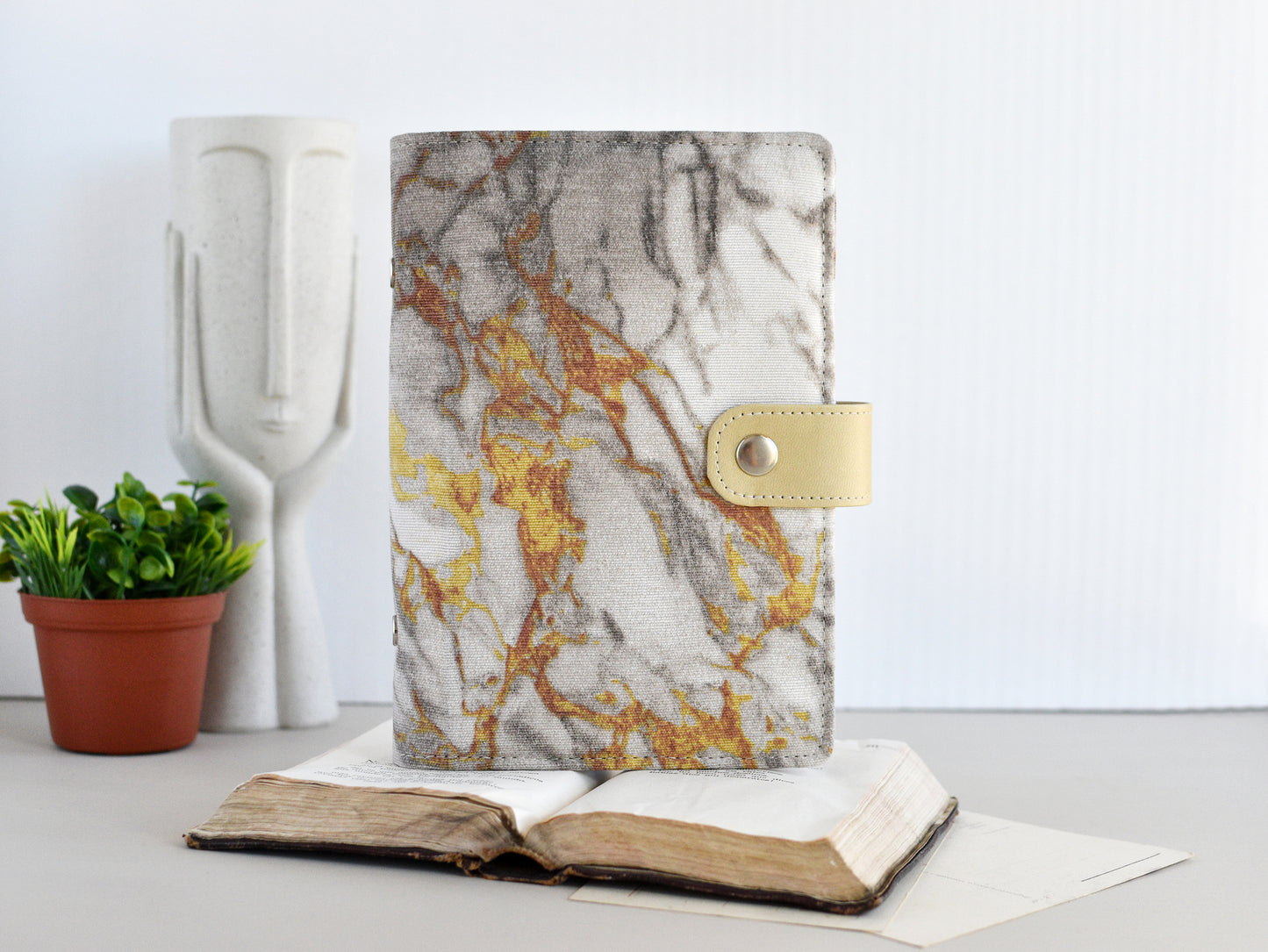 Ring Planner Notebook With Inserts - Fabric Marble Cover (Personal Size)