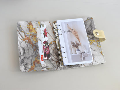 Ring Planner Notebook With Inserts - Fabric Marble Cover (Personal Size)