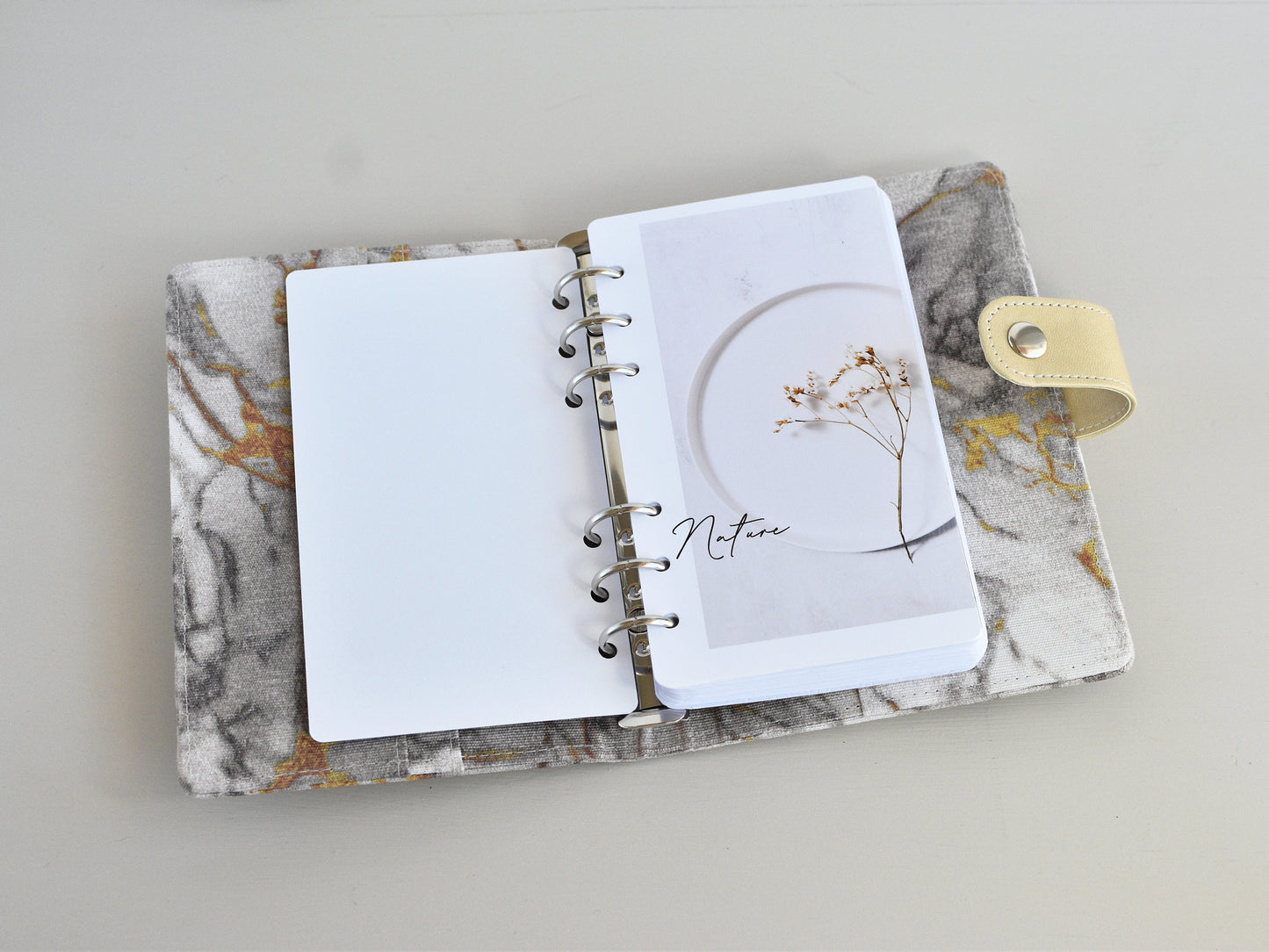 Ring Planner Notebook With Inserts - Fabric Marble Cover (Personal Size)