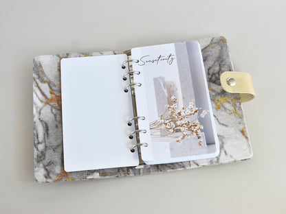 Ring Planner Notebook With Inserts - Fabric Marble Cover (Personal Size)