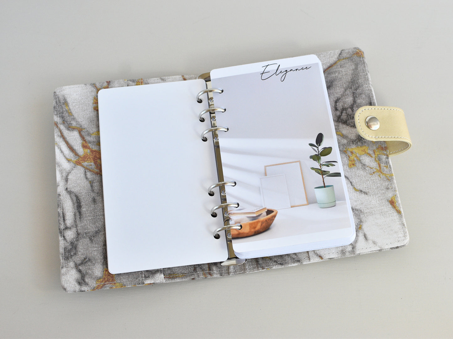 Ring Planner Notebook With Inserts - Fabric Marble Cover (Personal Size)