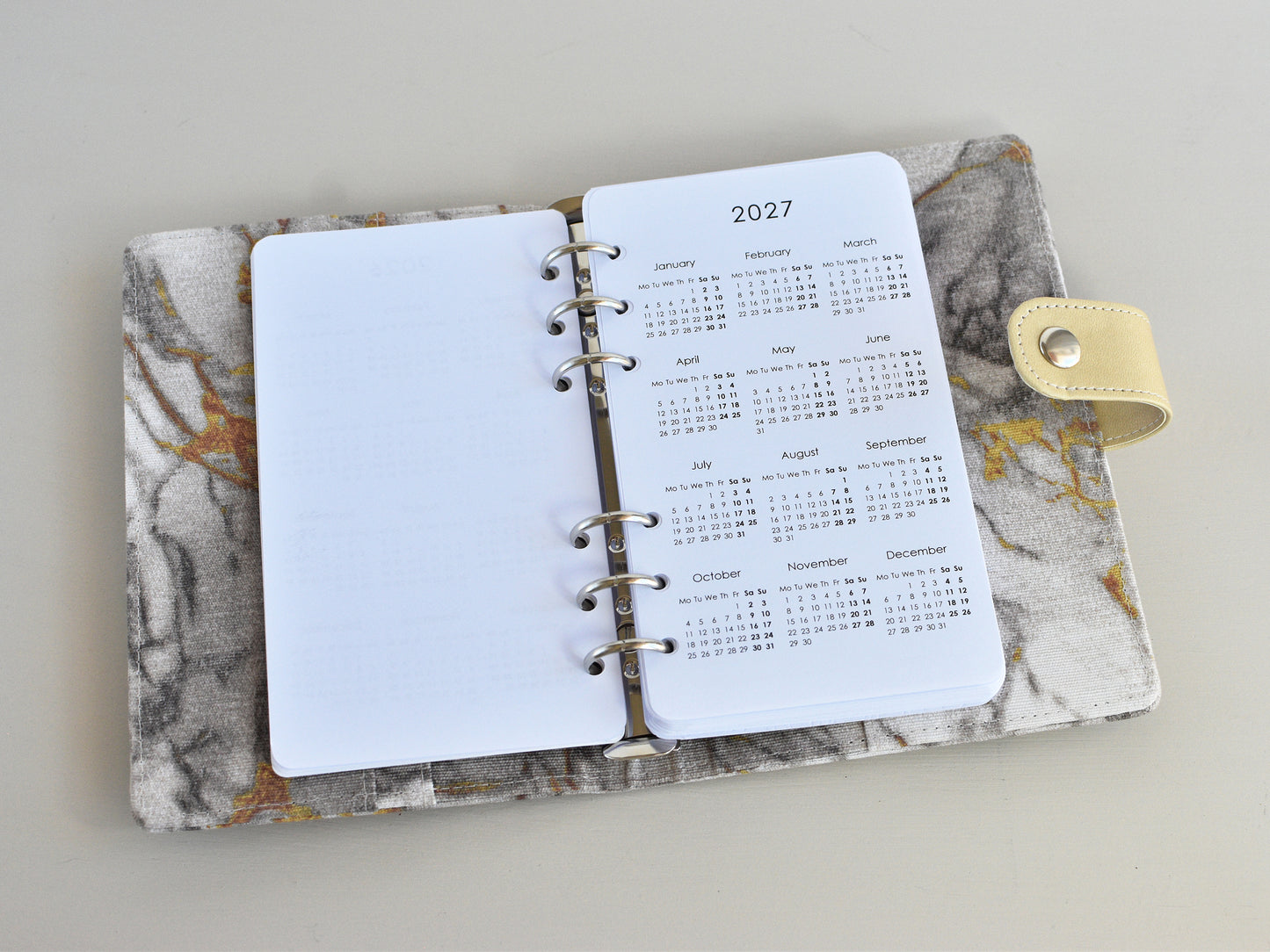 Ring Planner Notebook With Inserts - Fabric Marble Cover (Personal Size)