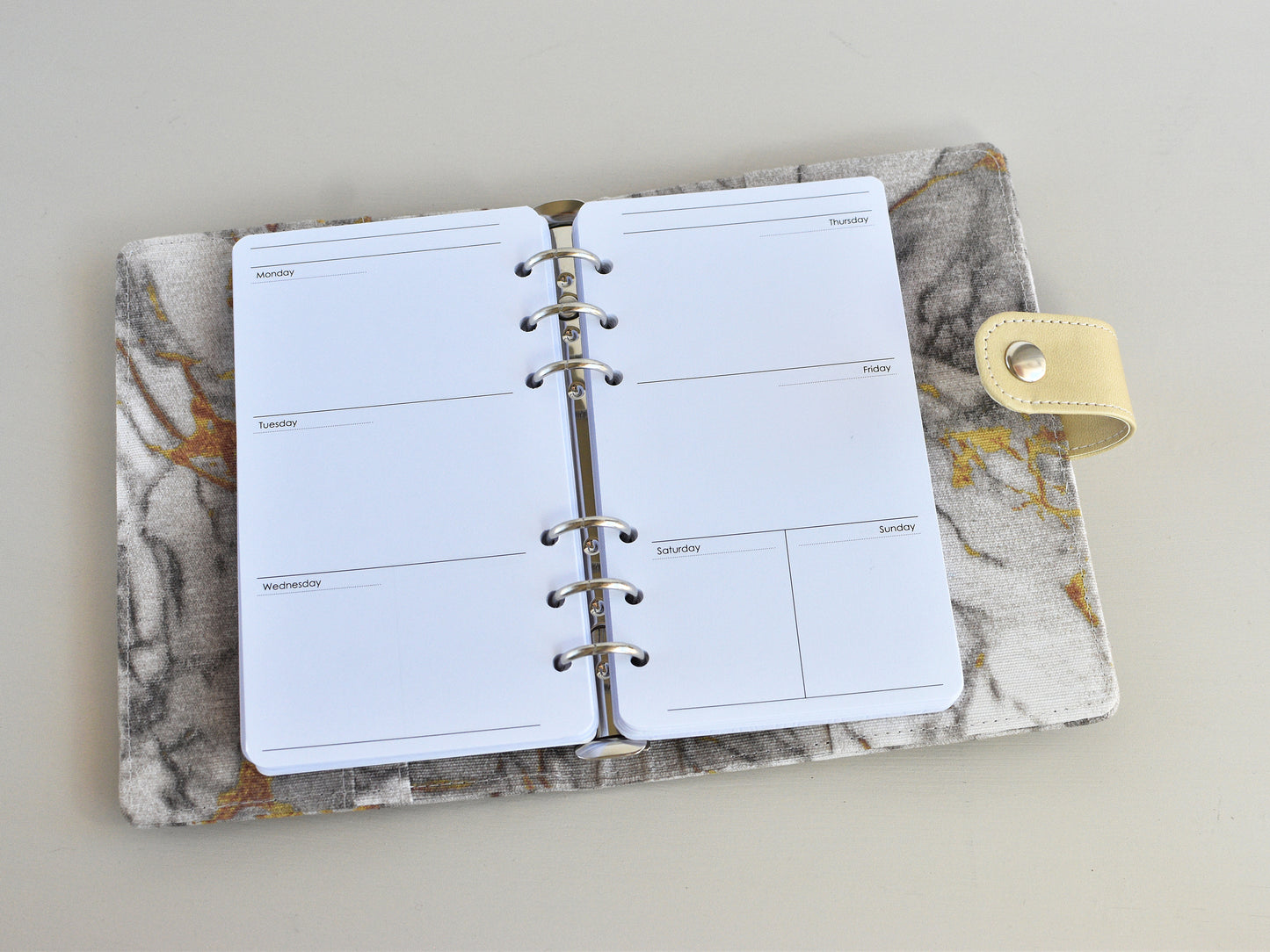 Ring Planner Notebook With Inserts - Fabric Marble Cover (Personal Size)