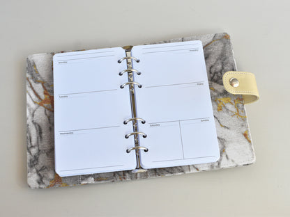 Ring Planner Notebook With Inserts - Fabric Marble Cover (Personal Size)