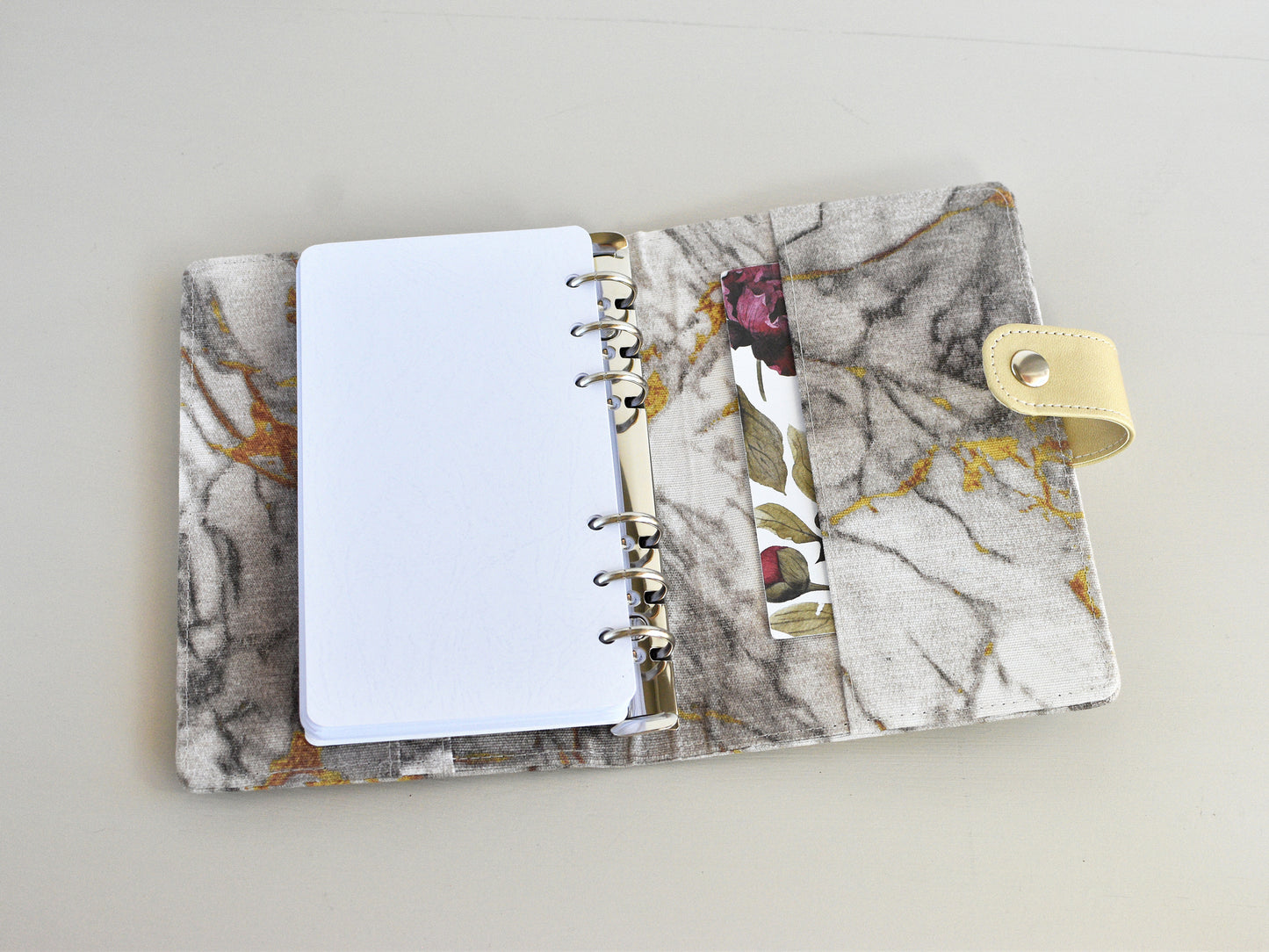 Ring Planner Notebook With Inserts - Fabric Marble Cover (Personal Size)