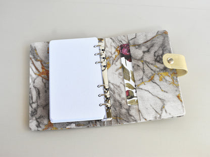 Ring Planner Notebook With Inserts - Fabric Marble Cover (Personal Size)