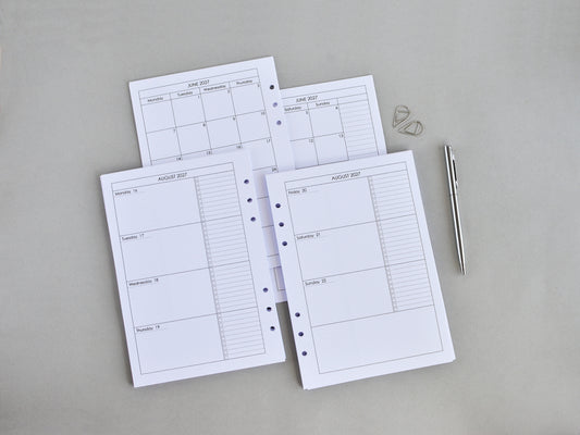 Planner Inserts Monthly Weekly - Ring Binder Refill (A5 Size) / A5-09