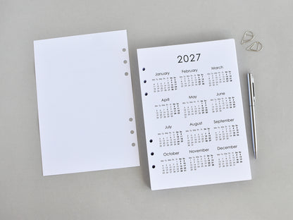 Planner Inserts Monthly Weekly - Ring Binder Refill (A5 Size) / A5-09
