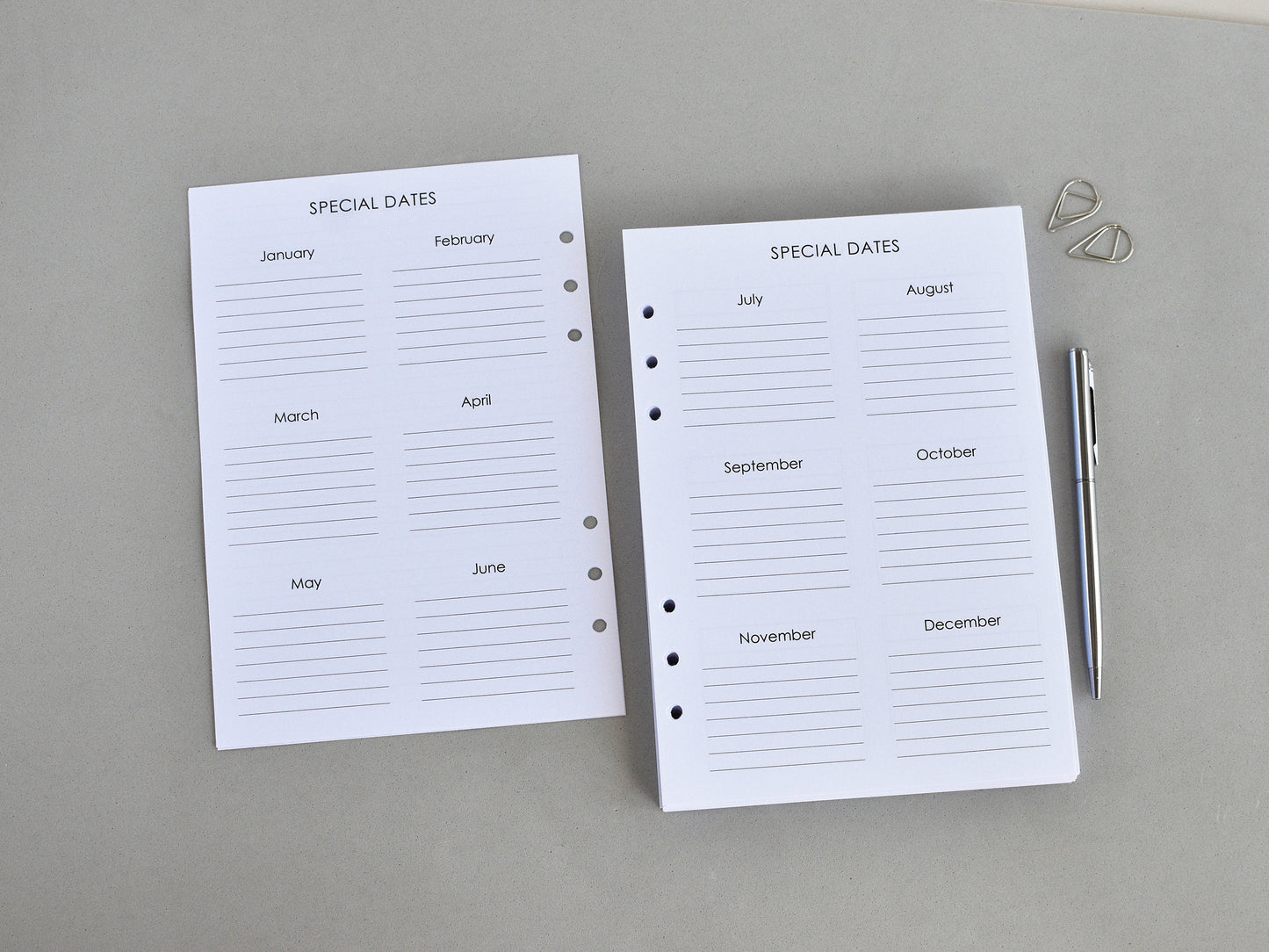 Planner Inserts Monthly Weekly - Ring Binder Refill (A5 Size) / A5-09