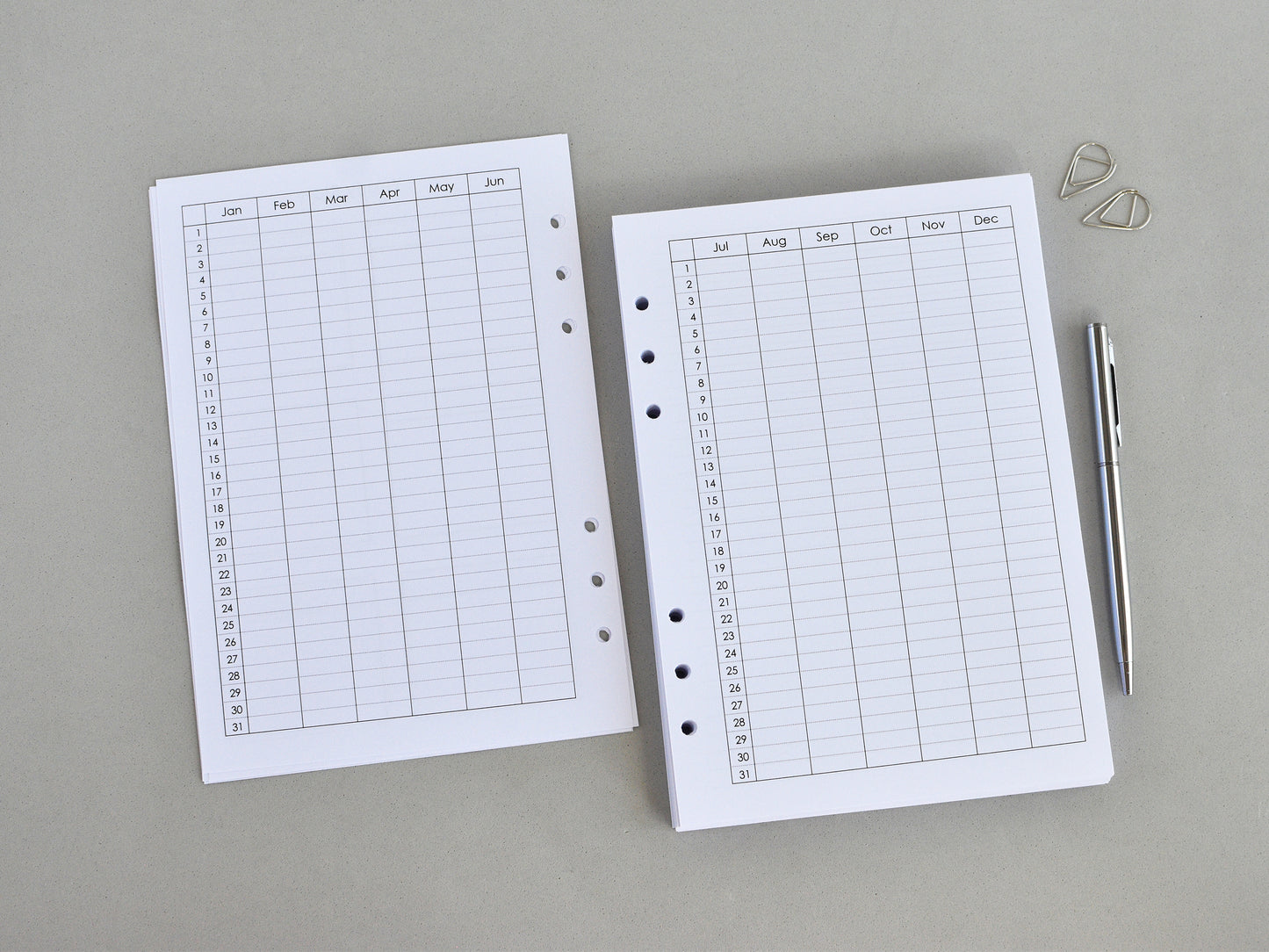 Planner Inserts Monthly Weekly - Ring Binder Refill (A5 Size) / A5-09