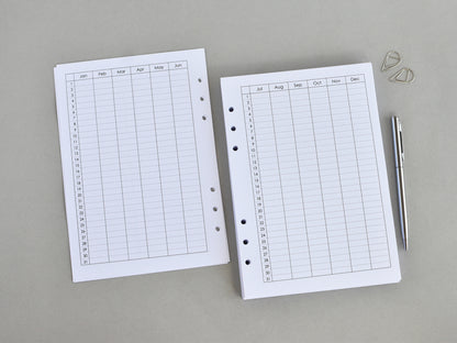 Planner Inserts Monthly Weekly - Ring Binder Refill (A5 Size) / A5-09