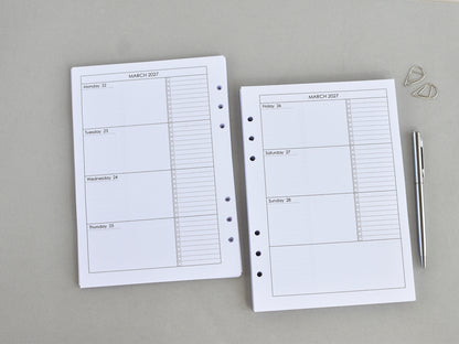 Planner Inserts Monthly Weekly - Ring Binder Refill (A5 Size) / A5-09