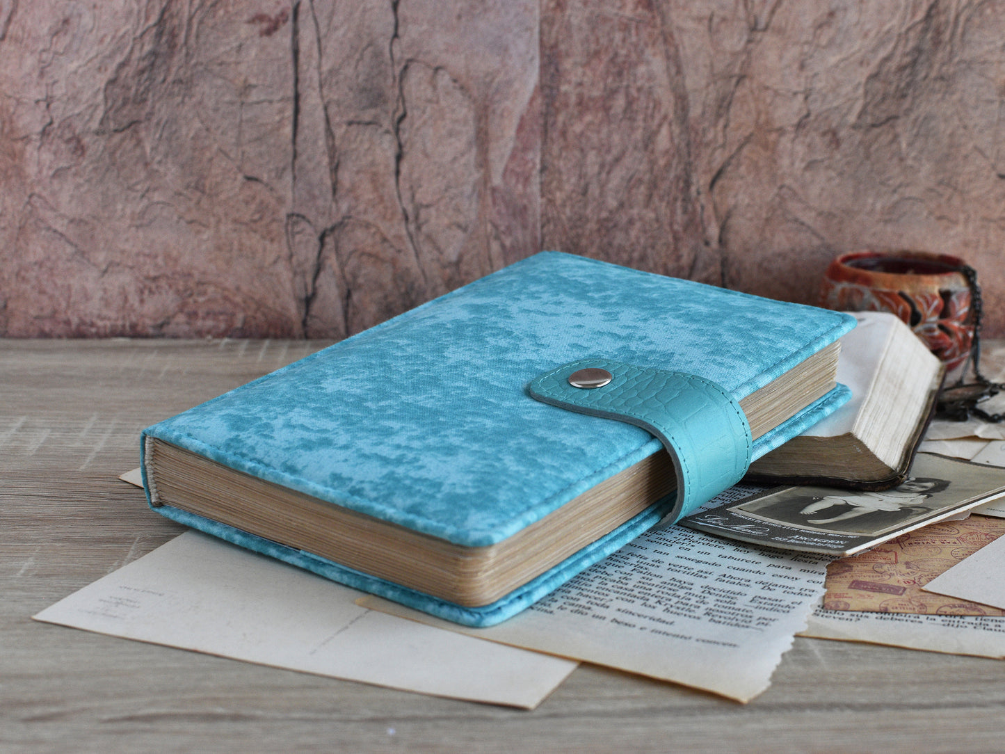 Vintage Notebook Fabric Cover - Old Paper Book (B6, A6 size)