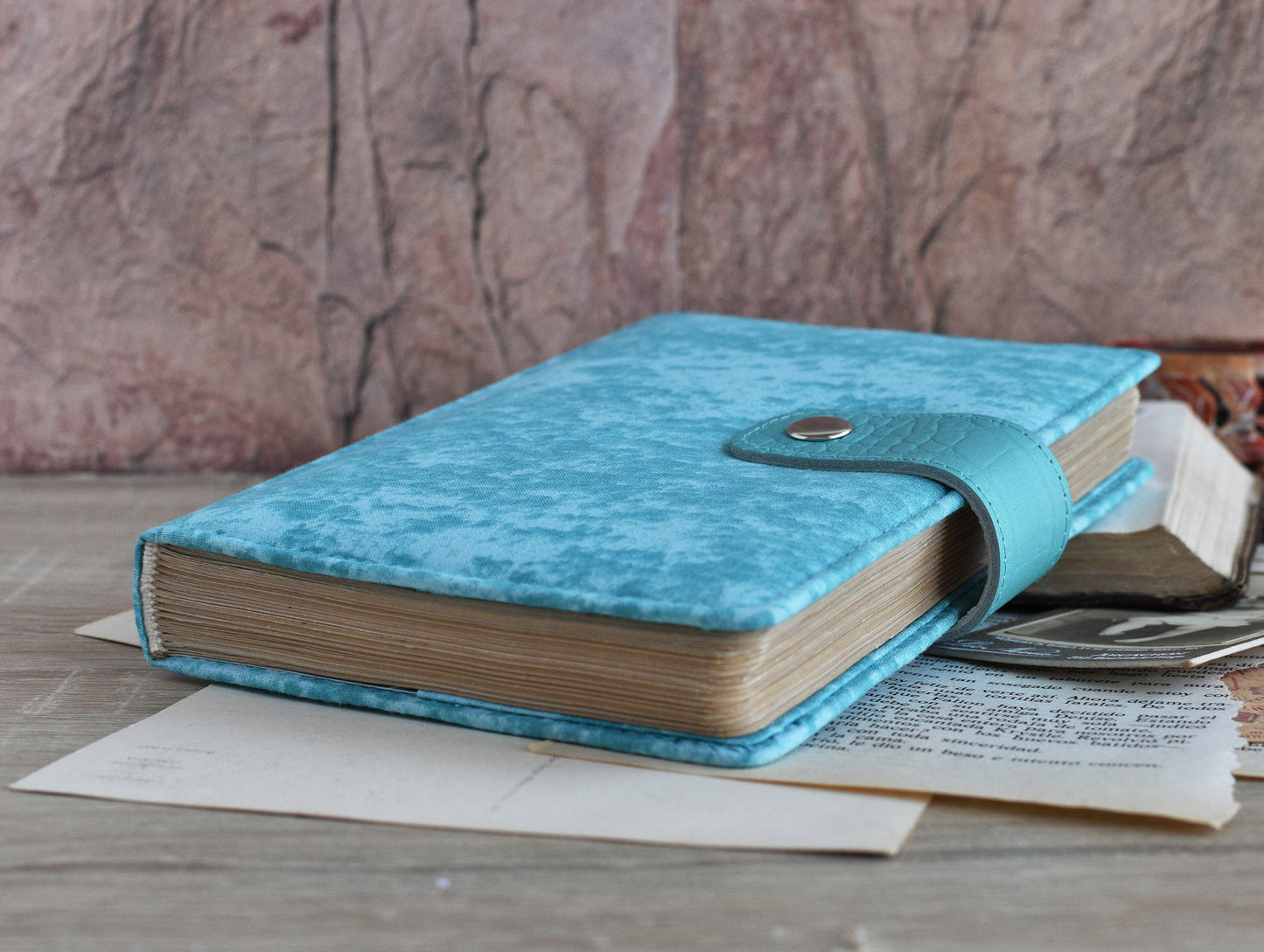 Vintage Notebook Fabric Cover - Old Paper Book (B6, A6 size)