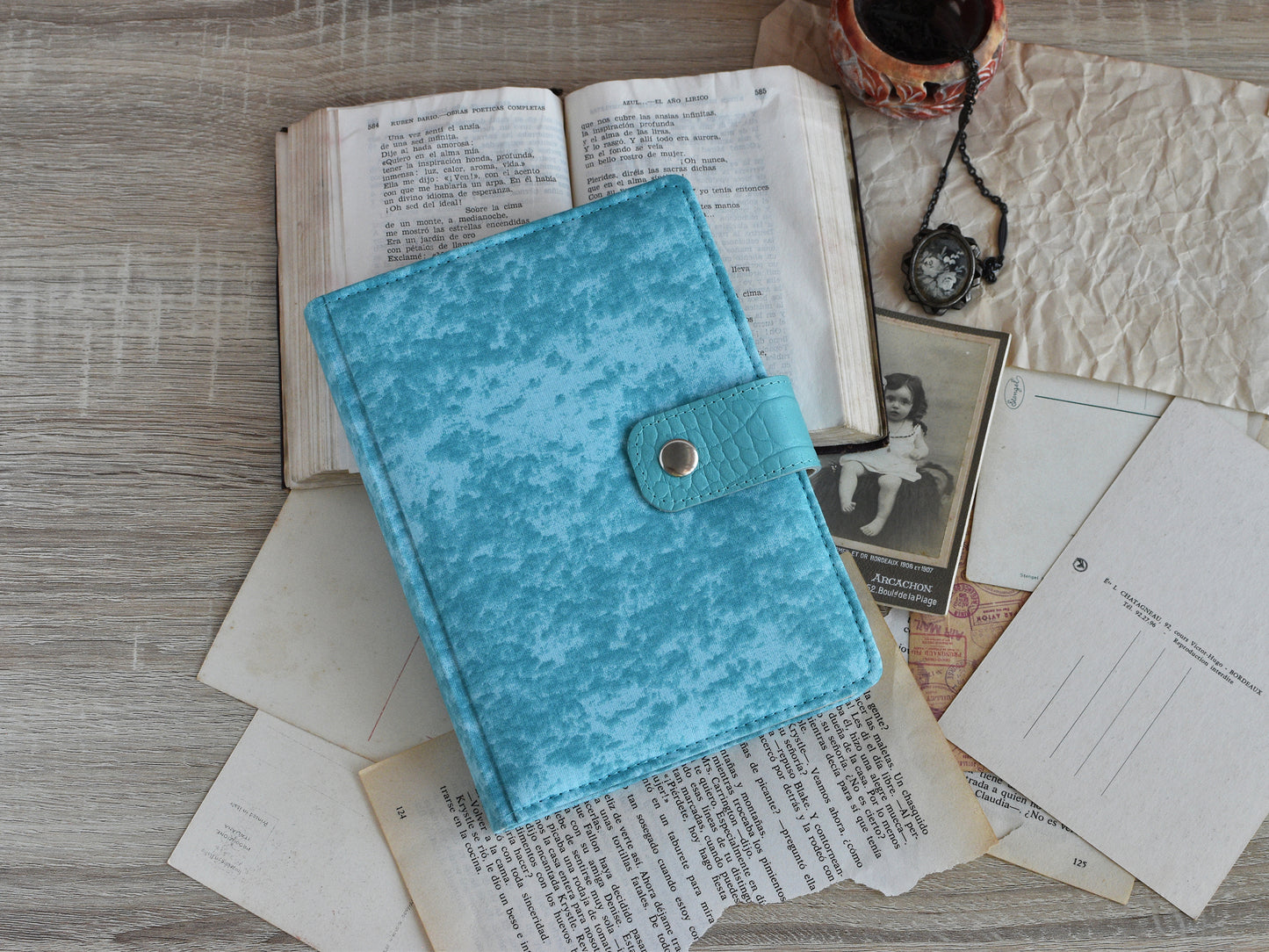 Vintage Notebook Fabric Cover - Old Paper Book (B6, A6 size)