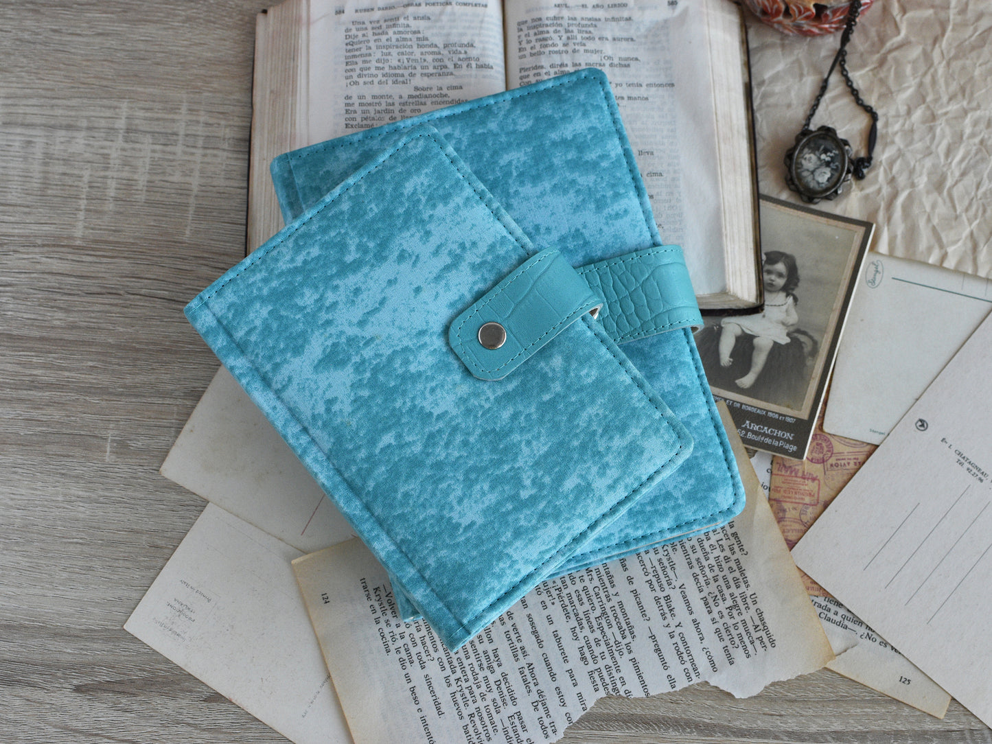 Vintage Notebook Fabric Cover - Old Paper Book (B6, A6 size)
