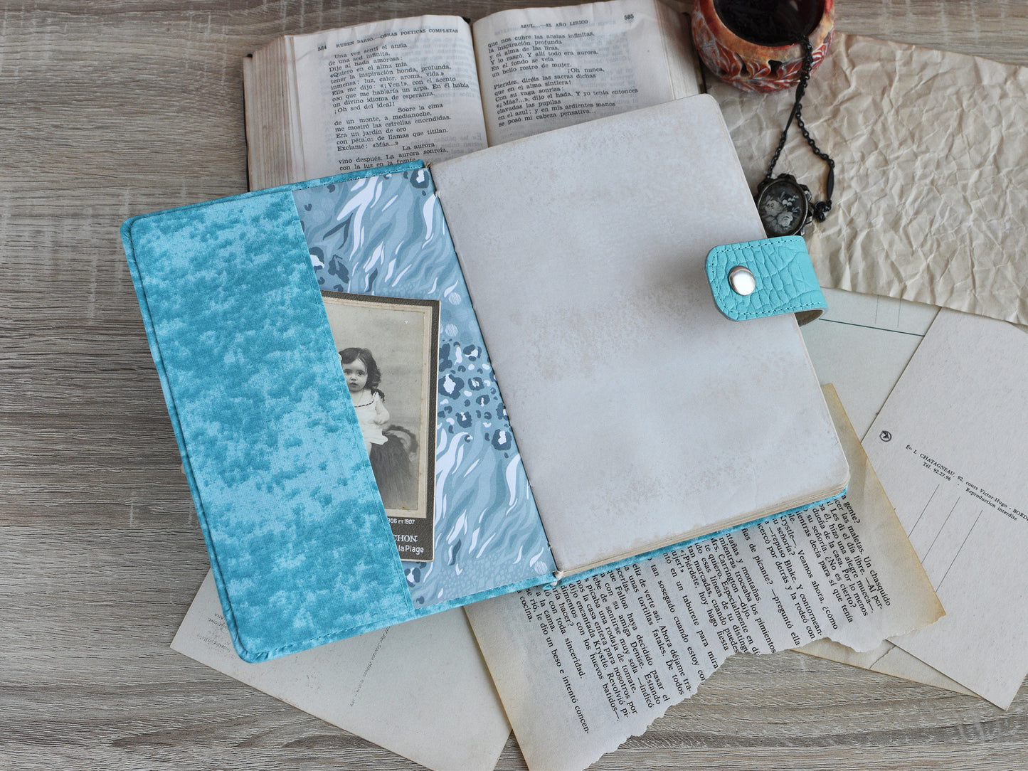 Vintage Notebook Fabric Cover - Old Paper Book (B6, A6 size)