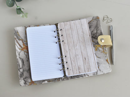 Ring Planner Notebook With Inserts - Fabric Marble Cover (Personal Size)