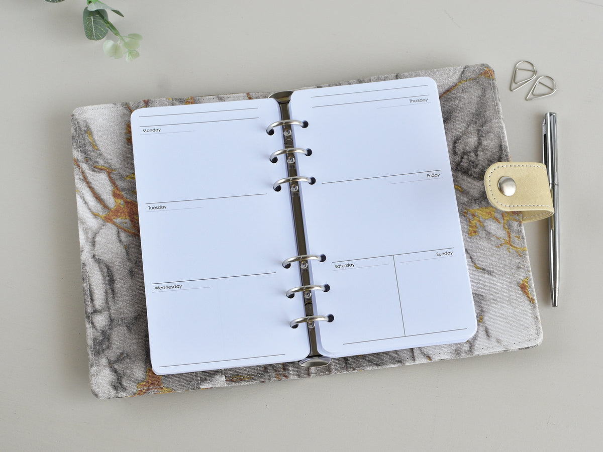 Ring Planner Notebook With Inserts - Fabric Marble Cover (Personal Size)